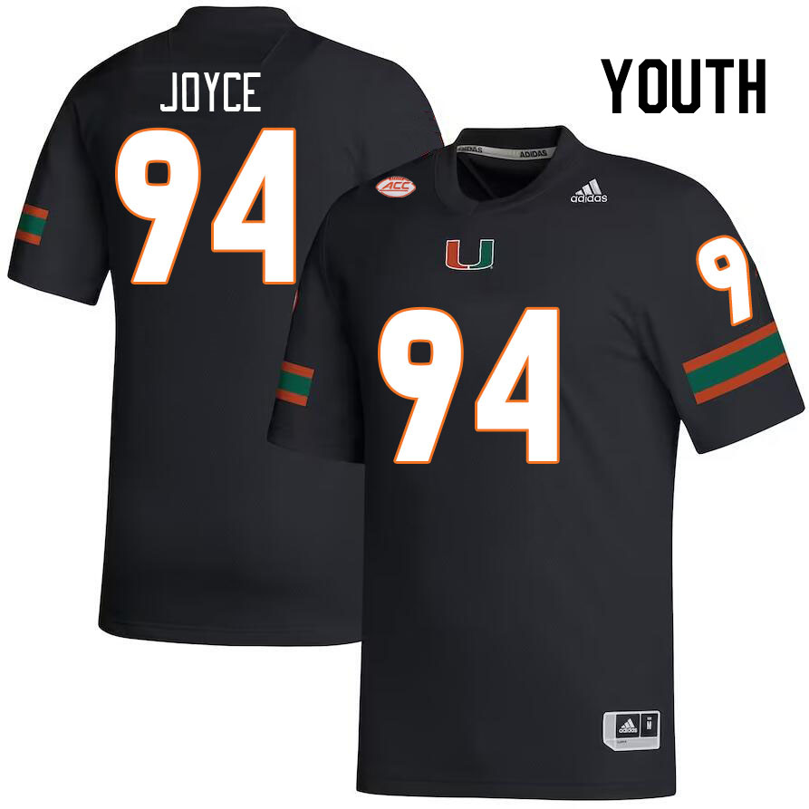 Youth #94 Dylan Joyce Miami Hurricanes College Football Jerseys Stitched-Black - Click Image to Close